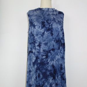 Coldwater Creek Navy Tie Die Knit Jersey Dress